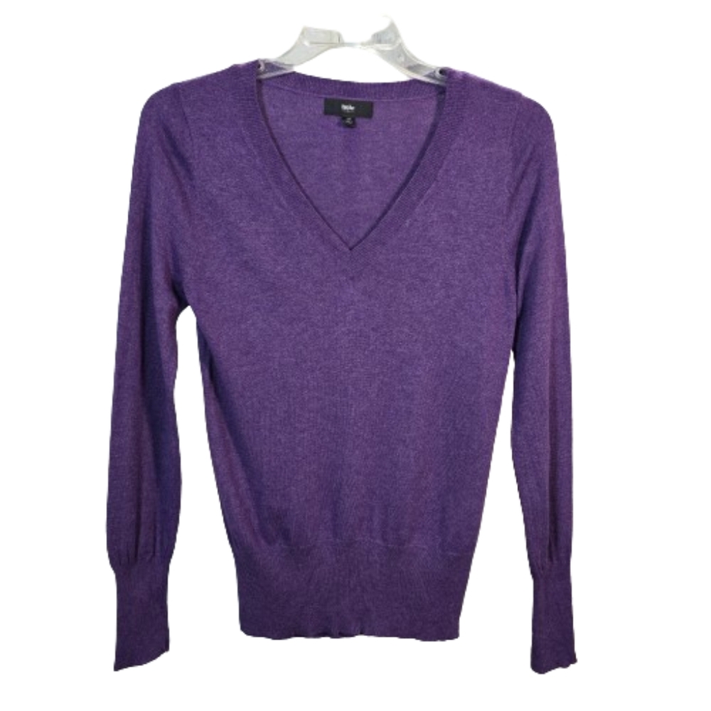 Mossimo Sweater, V-Neck, Long Sleeve, Lightweight, Purple/Plum, Size Large
